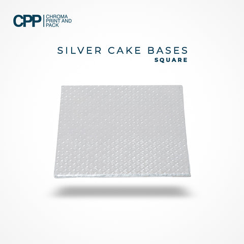 Square Silver Cake Bases