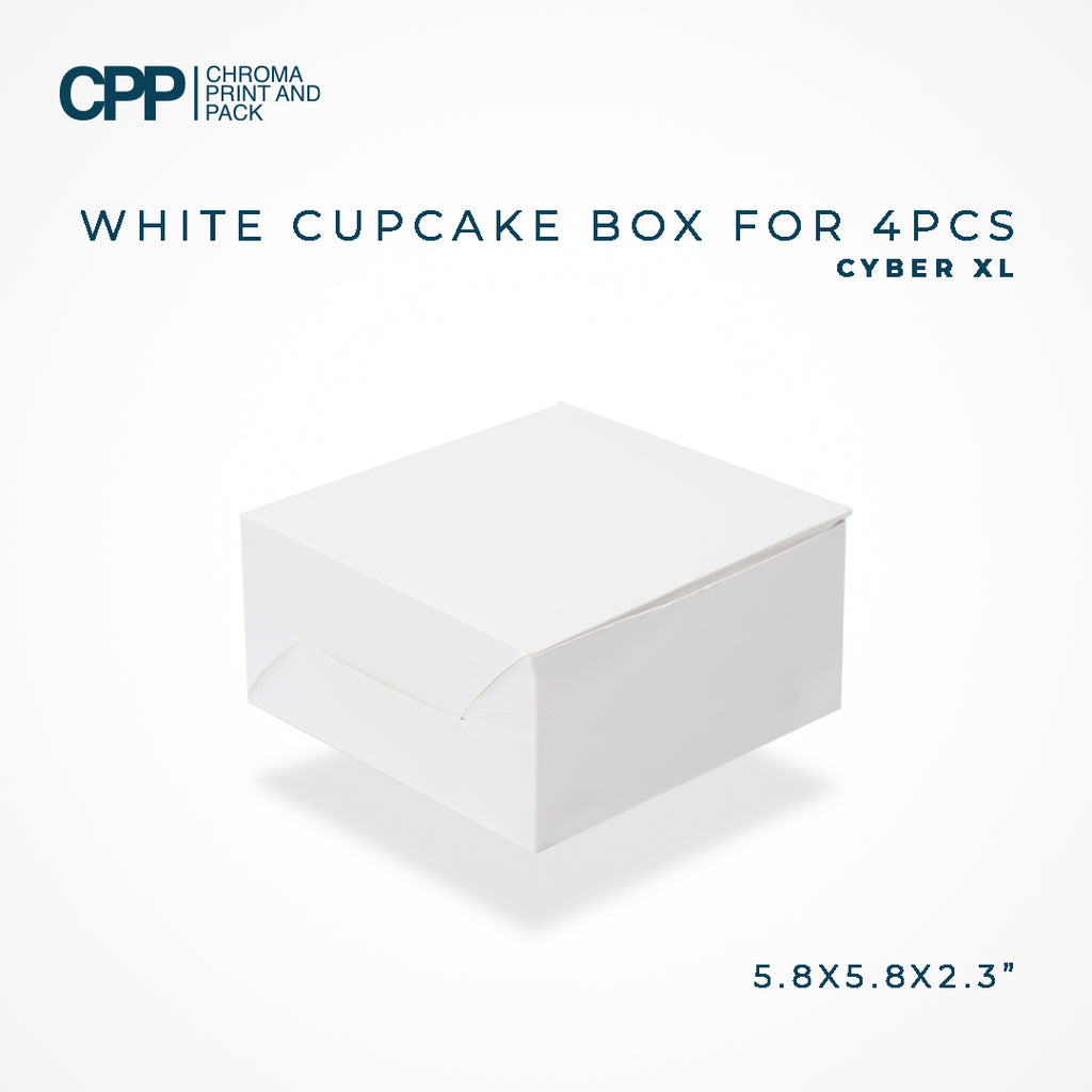 White Cupcake Box For 4pcs