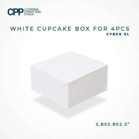 White Cupcake Box For 4pcs